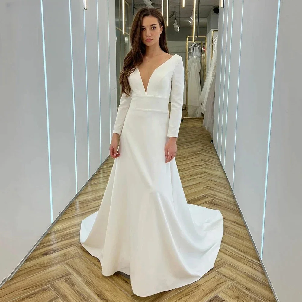 vestidos de novia マーメイドウェディングドレス オフショルダー スイープトレイン サテン ブライダルガウン ボヘミアンビーチ プリンセスローブ マリー 2024