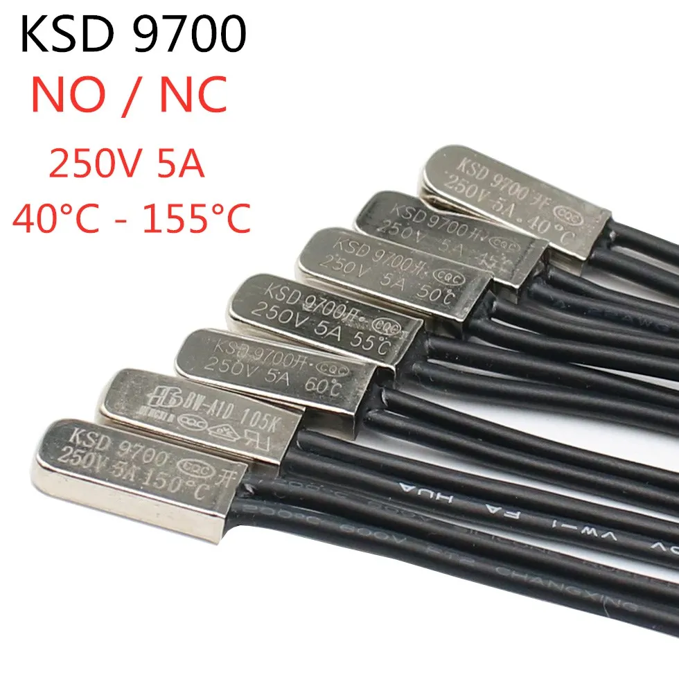 KSD9700 5A 250V 15C 35C 40C 55C 60C 75C 80C 85C 90C 95C 100C 155C NO NC Thermostat Thermal Protector fuses Temperature Switch