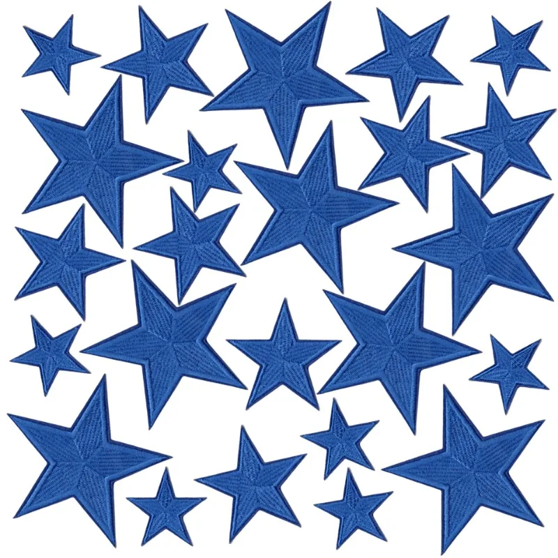 Red Blue White Five Point Star Iron-on Sew Embroidery Badge Patches for DIY T-shirt Hat Backpack Clothing Appliques Sticker