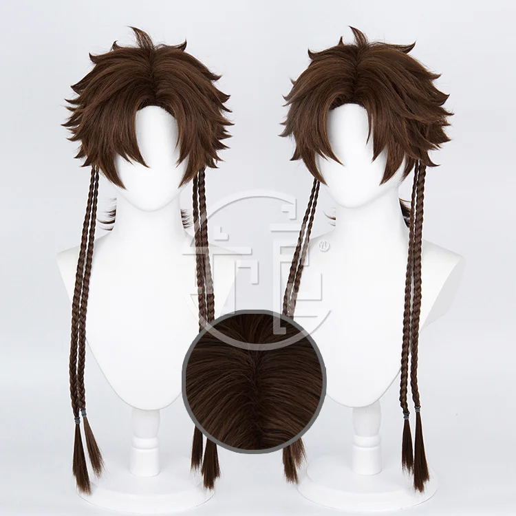 Anime Code Kite Sun Ce Cosplay Wig Halloween Carnival Party Props Synthetic Hair Heat Resistant Fiber + Wig Cap