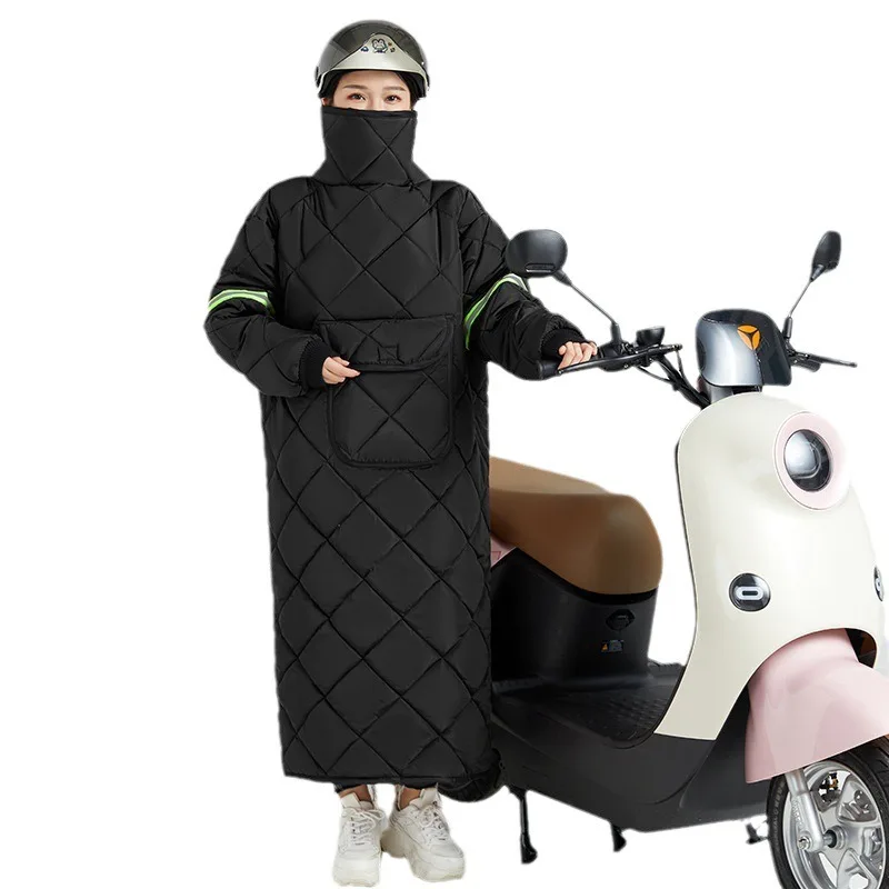 

Scooter Windproof Coat Winter Cold-Proof Rainproof Riding Motorcycle Warm Autocycle Thickened Fleece-Lined Windproof Quilt