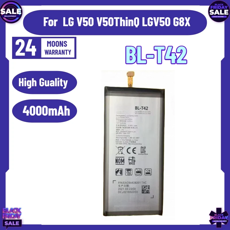 High Quality BL-T42 Replacement 4000mAh Battery for  LG V50 V50ThinQ LGV50 G8X Large Phone Battery Lithium Battery