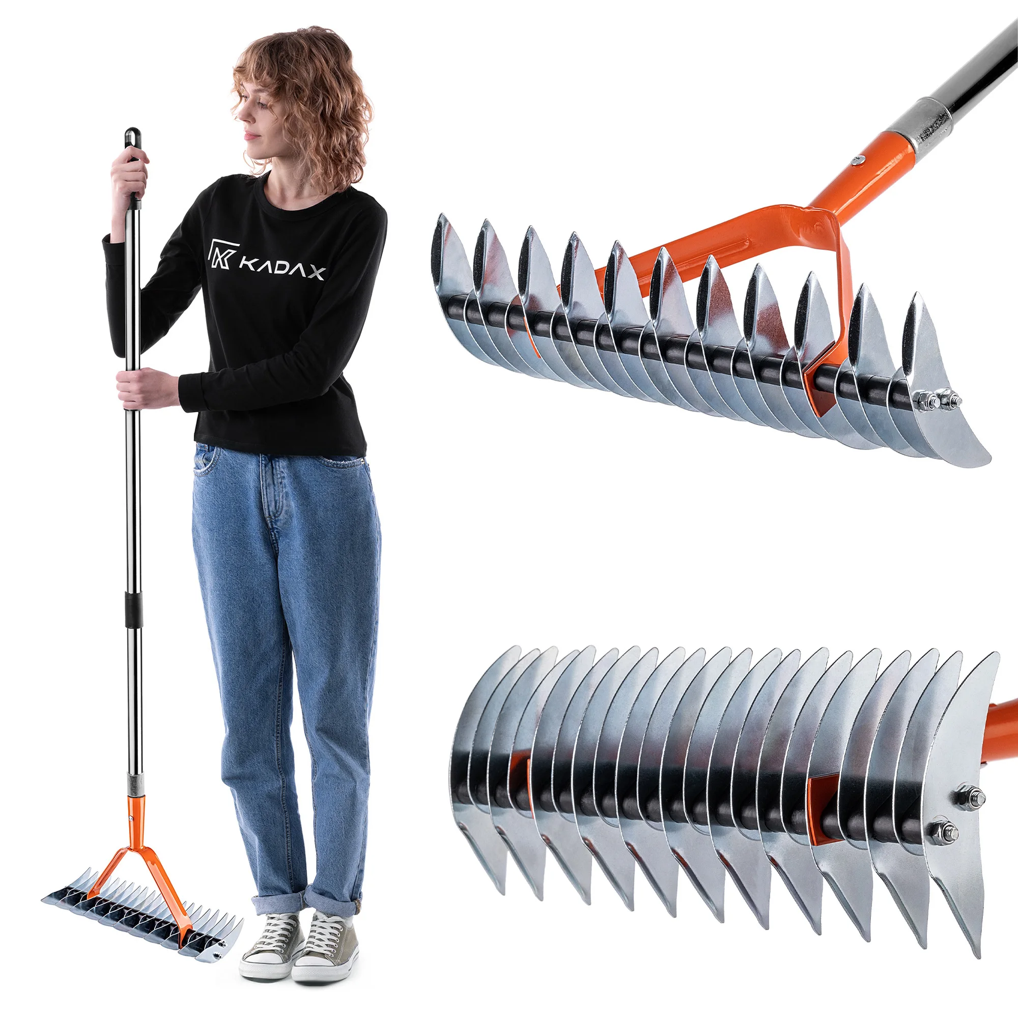 KADAX tuinbeluchter praktische dubbelzijdige handhark gras hark 35cm