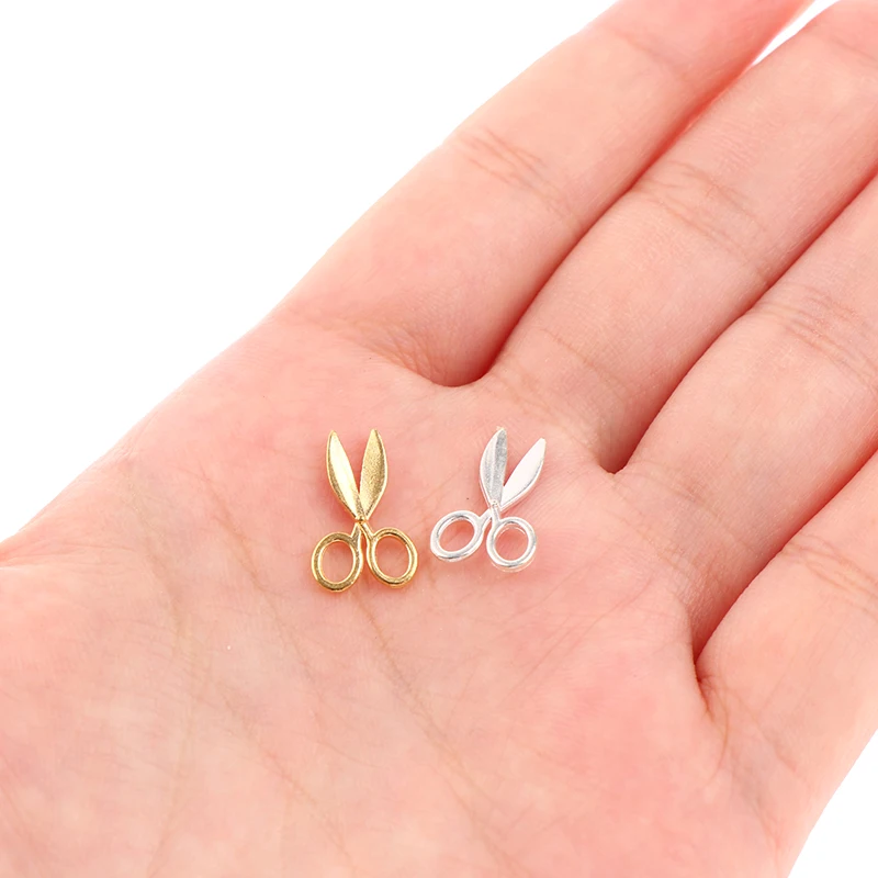 2Pcs/set 1/12 Dollhouse Miniature Scissors Mini Metal Hair Cutting Scissors Model Toys Furniture Doll House Decor Accessories