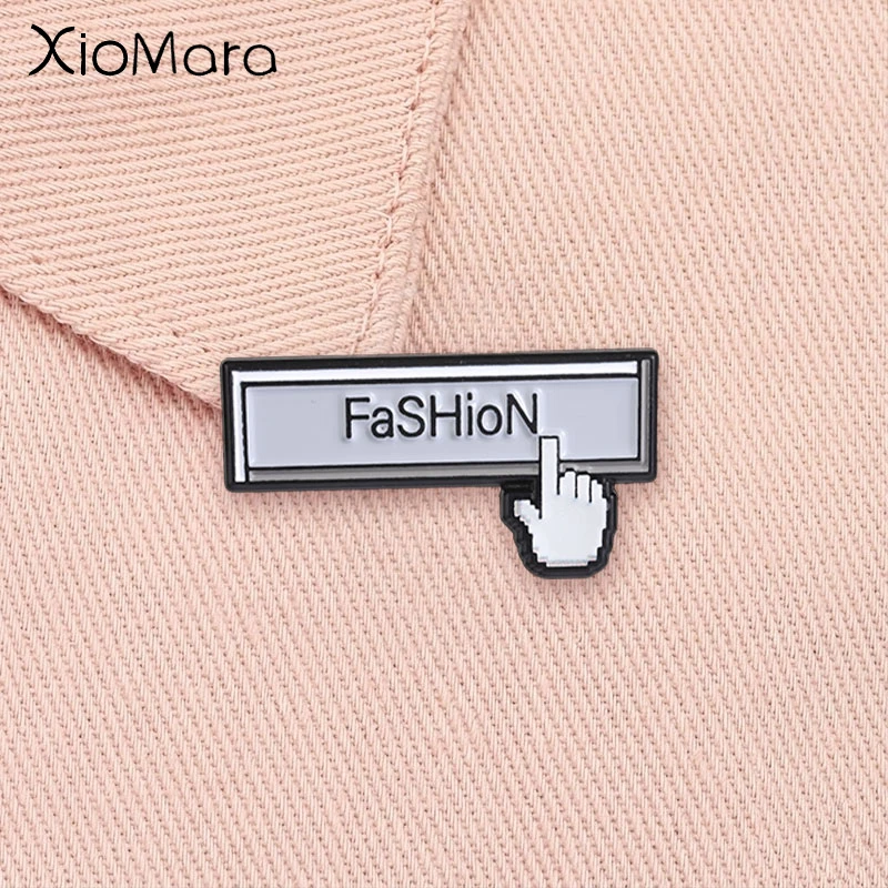 Classical Pixel Window Icon Mouse Enamel Pin Retro 8-bit Pixel Cursor Gesture Computer Search Box Brooch Lapel Badge Jewelry Gif