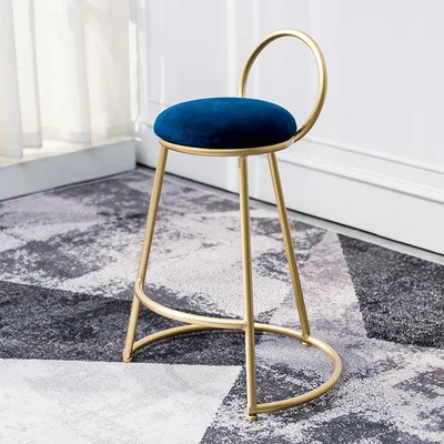 Gold Bar Chair Nail Art Bar Coffee Casual Backrest High Stool Upholstered