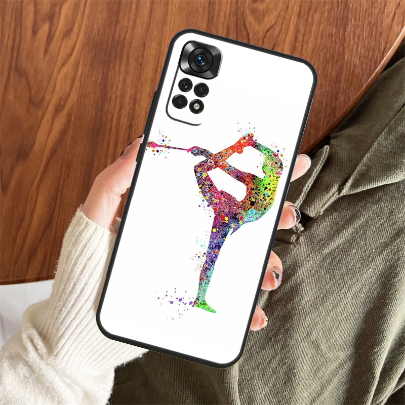 Gymnastics Watercolor Printing Case For Xiaomi Redmi Note 10 11 12 Pro Note 11S 10S 9S 8 9 Pro Redmi 10C 10A 9A 9C Cover