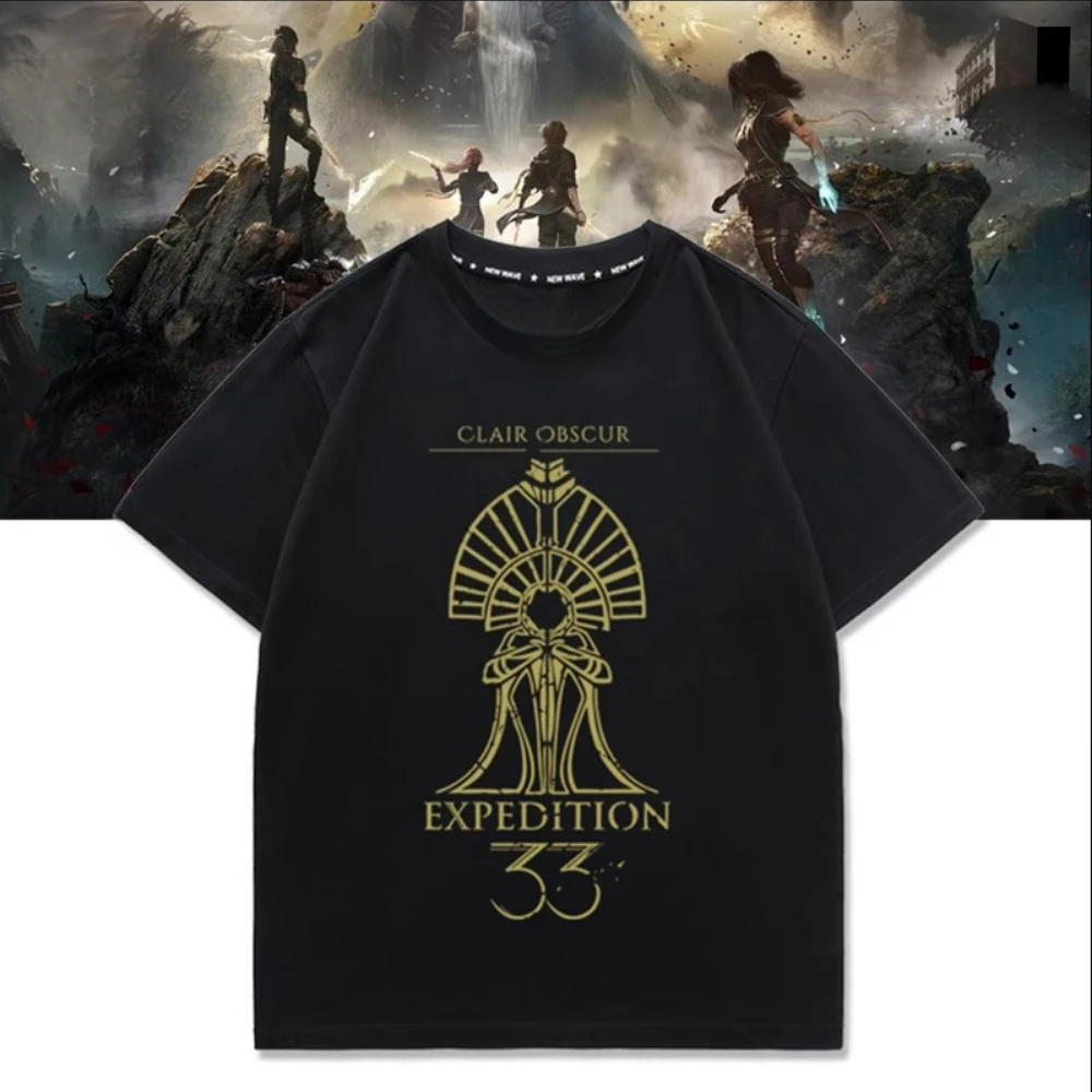 

Футболка с коротким рукавом Clair Obscur Expedition 33, женская и мужская винтажная футболка 90-х годов с эстетическим рисунком, хлопковые футболки, уличная одежда, косплей