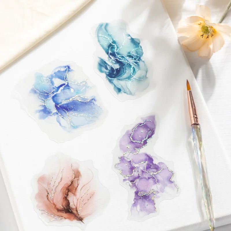 Journal GO 10 stks Glijdende en Schitterende Stickers voor Collage Junk Journal Gift Card Decor Planner Dagboek diy Decals