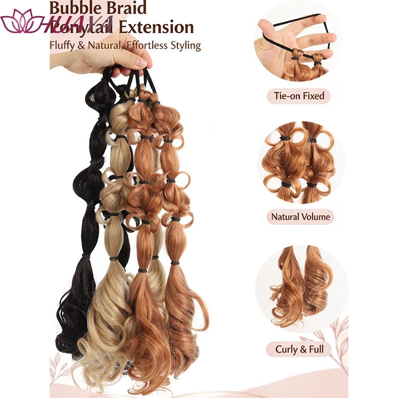 16-inch synthetic hair bubble ponytail with elastic fluffy natural multicolor wear simple for party Halloween.