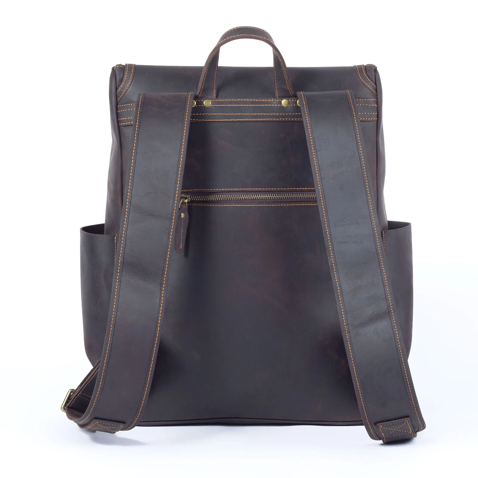 Vintage Echtleder Herrenrucksack Große Kapazität Top-Grain Leder Laptop-Umhängetasche Crazy Horse Tasche Mode für Männer – Detail 9
