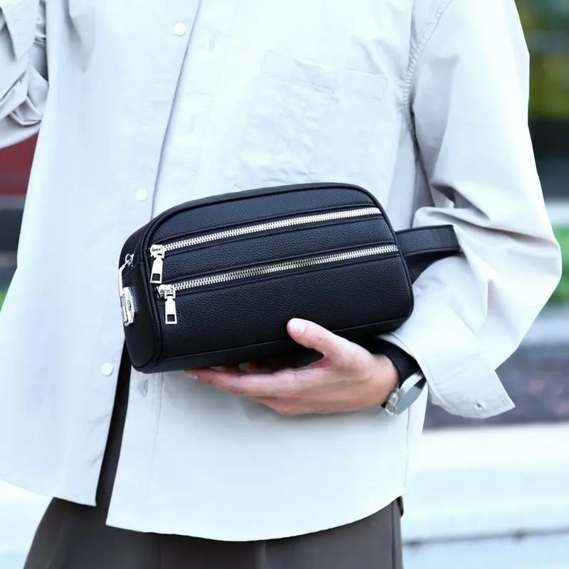 New anti-theft password lock men's clutch bag fashionable rectangular wallet handbag with wristband card bag mobile phone bag