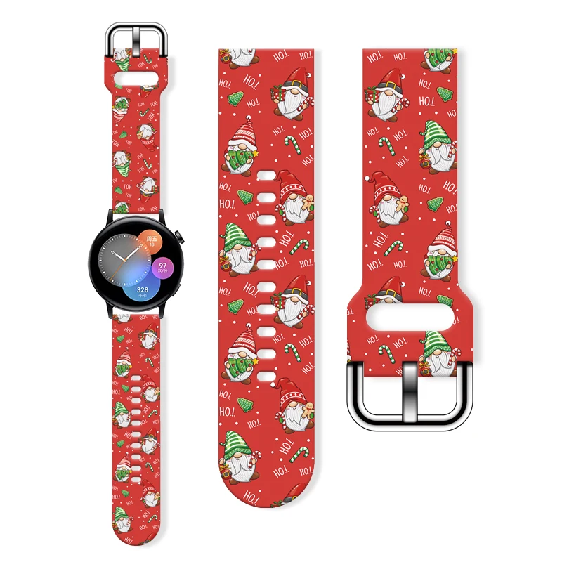 

20mm Christmas Series 6 Printed Strap for Samsung Galaxy 7/6/5 40mm 44mm Band Replaceable Bracelet for Xiaomi Amazfit Watchband