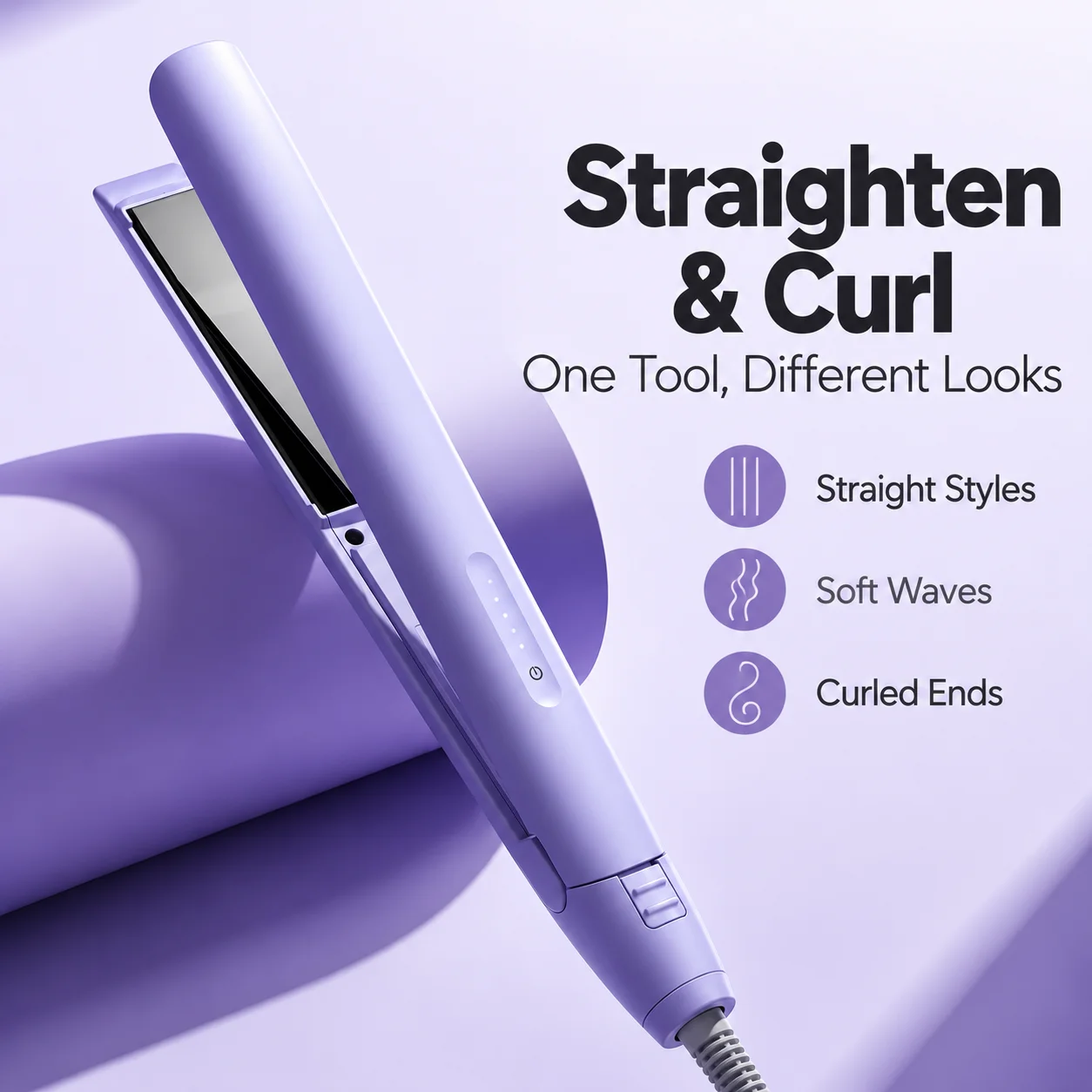 Hair Straightener and Curler 2 in 1 Ionic Ceramic Flat Iron Portable Hair Styling Tool for Straight Hair Waves Home Travel