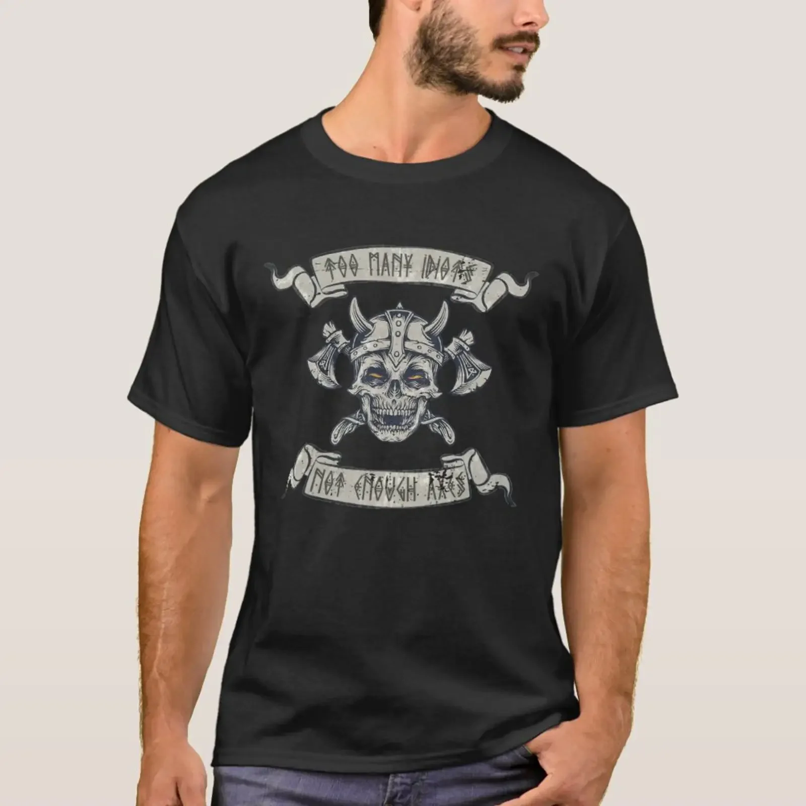 Too Many Idiots Not Enough Axes Valhalla Viking N T Shirt vintage Washed homme designer clothes Slightly fashion streetwear