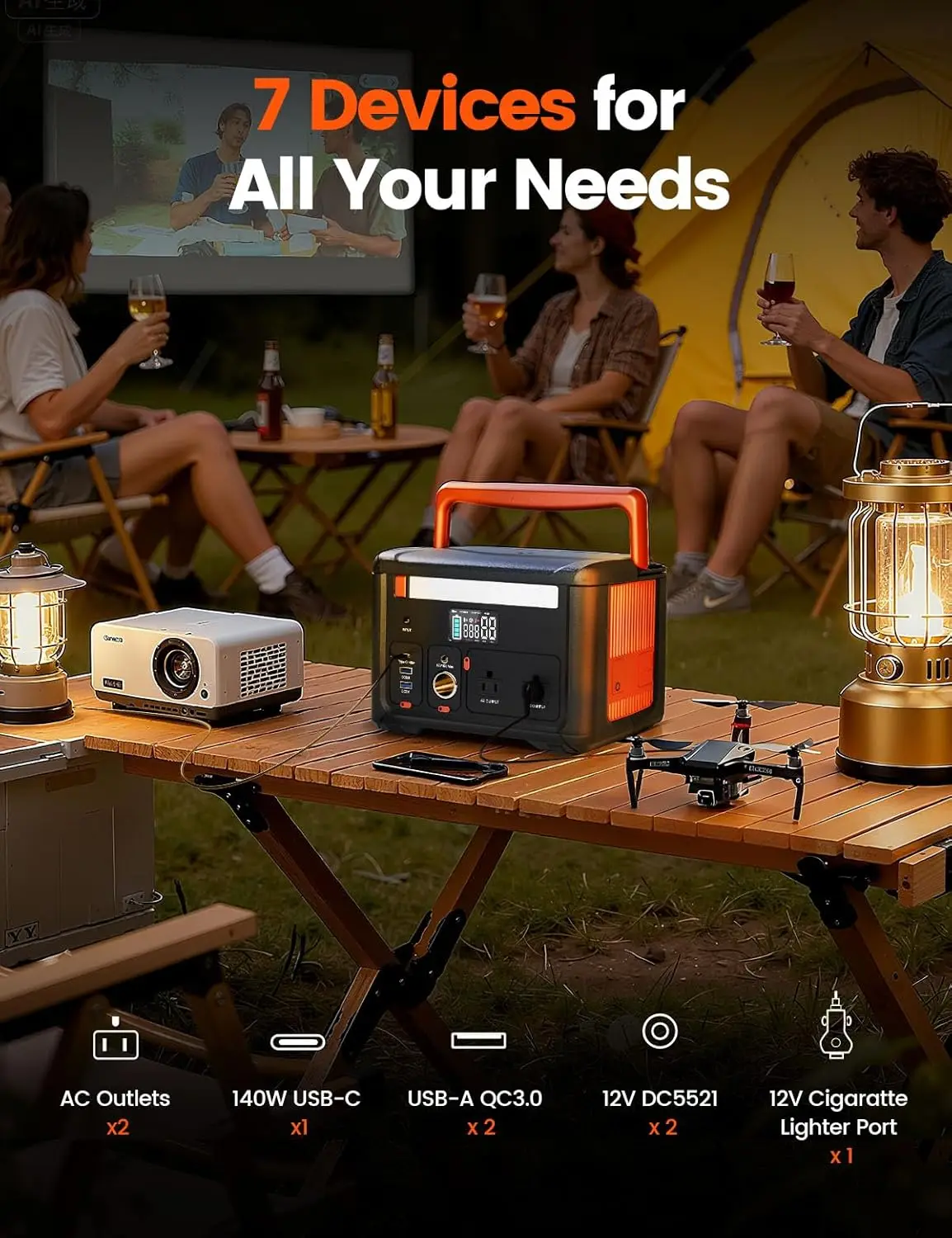 

Портативная электростанция по заводской цене, 600 Вт (1200 Вт пиковой мощности), 299 Вт·ч, компактная и легкая, для кемпинга и активного отдыха