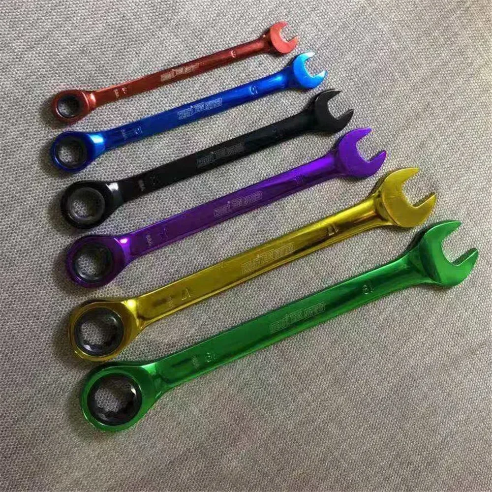 

8/10/12/14/17/19mm 6pcs Color Multi-function Ratchet Wrenches Dual-purpose Open Movable Wrench Hex Key Hand Tools Hardware