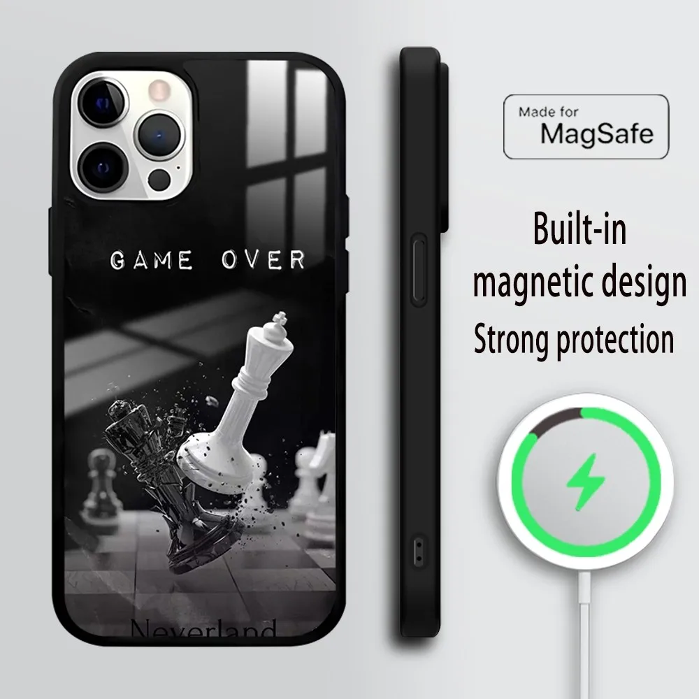 Competitive Chess Game Phone Case For iPhone 16 15 14 13 12 11 PRO MAX PLUS Mini Magnetic wireless mirror phone case