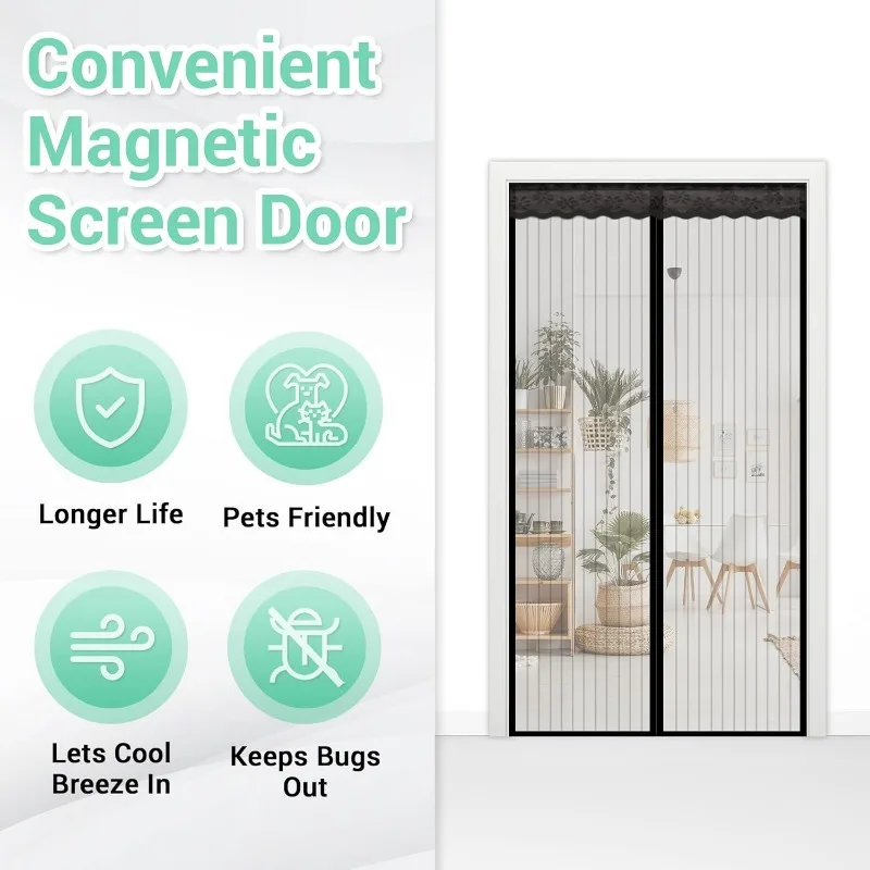 

NEW Summer Magnetic Screen Door Curtain Anti-Mosquito Net Fly Insect Screen Mesh Automatic Closing Kitchen Curtain