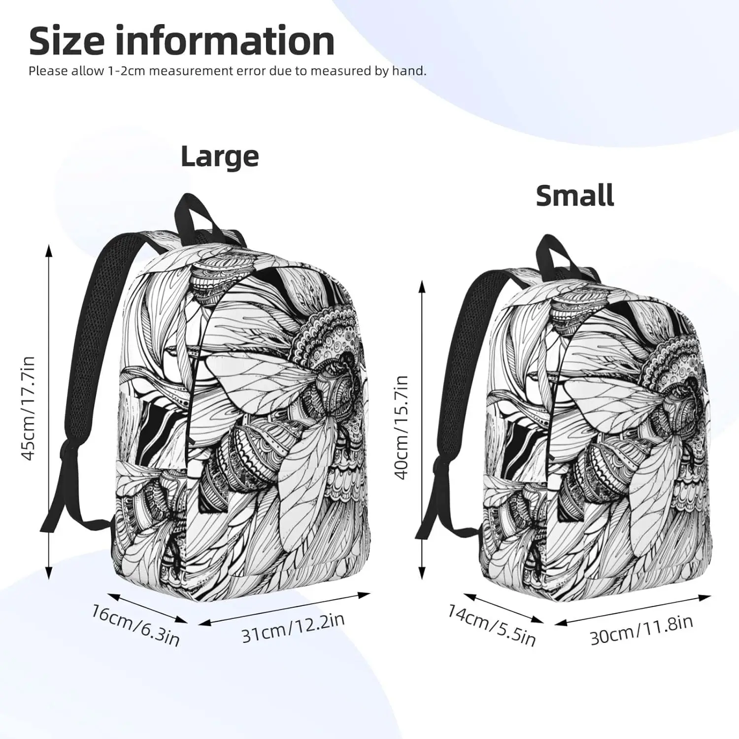 Backpack Casual Lightweight Bee And Flower Laptop Backpack Men Women Travel Bag Outdoor Canvas Daypack image 4