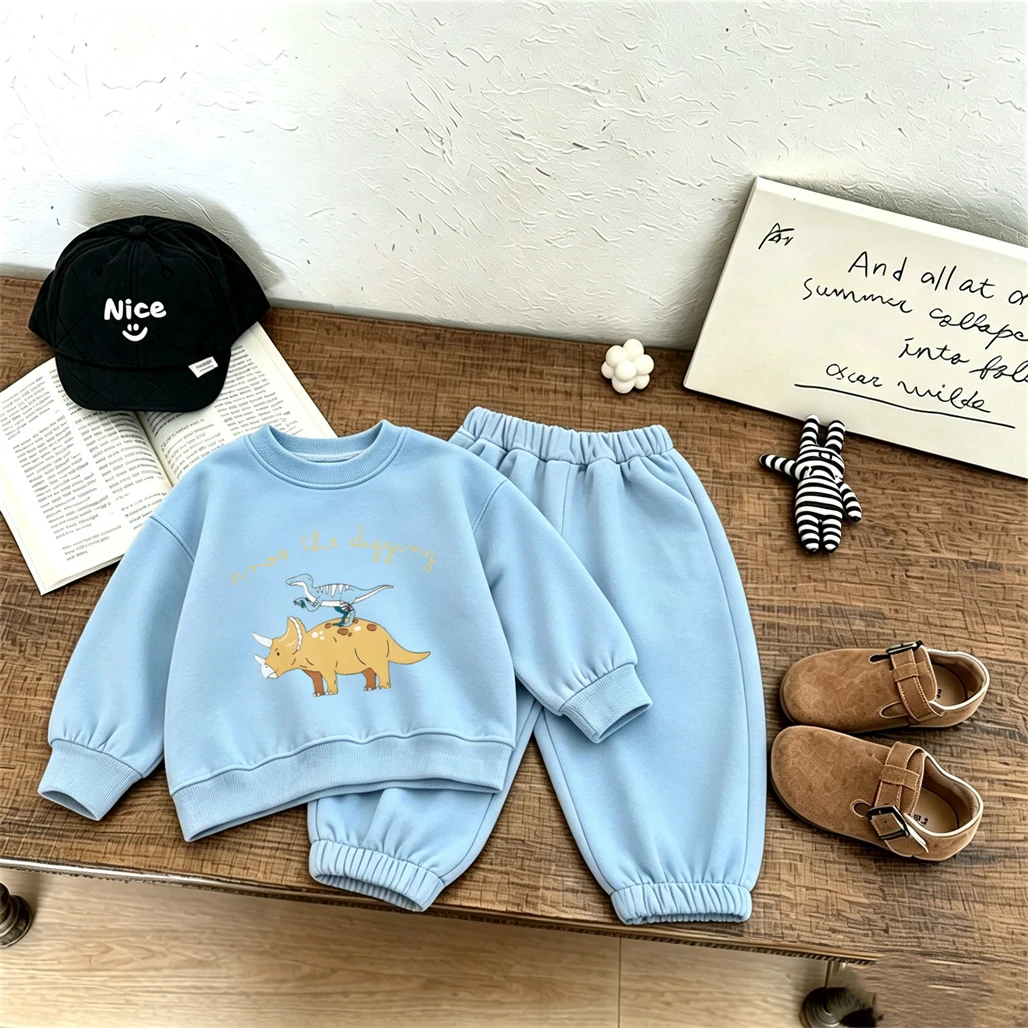 Casual Sports Suits Long Sleeve Tops Solid Color Sweatpants Two Piece Set Autumn Costume For Boys And Girls Trendy Outfits
