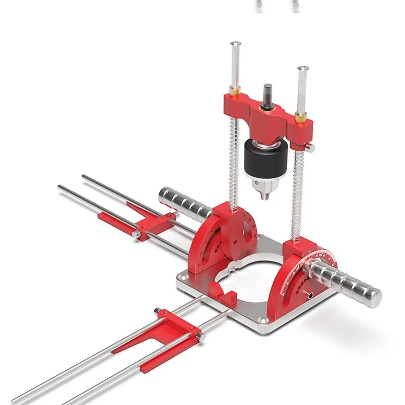 Woodworking Multi-Angle Drill Guide with Handles and Positioning Blocks Hole Punch Locator Adjustable Height Drilling Tool