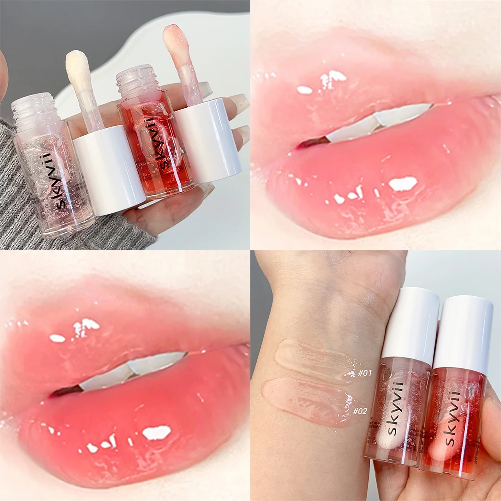 Mirror Jelly Pink Lip Oil, lápiz labial de cristal de agua, brillo de labios duradero, hidratante, Reduce las líneas de labios, cuidado de los labios, Cosméticos de maquillaje coreano