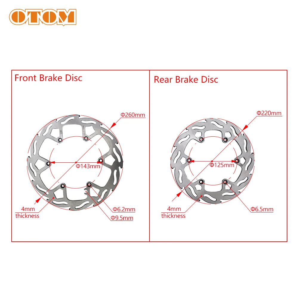 OTOM 260/220mm Front Rear Brake Discs Rotors For KTM EXC SX XC-W Husqvarna FE TE GASGAS EX ECF MC 125-570 Motorcycle Accessories