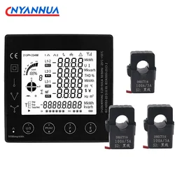 3 fase Misuratore di Consumo di Energia kwh Misuratore di Potenza Elettrica Con CT 50/100/150/200A Tester di Pannello RS485 Modbus PAC5010 5110