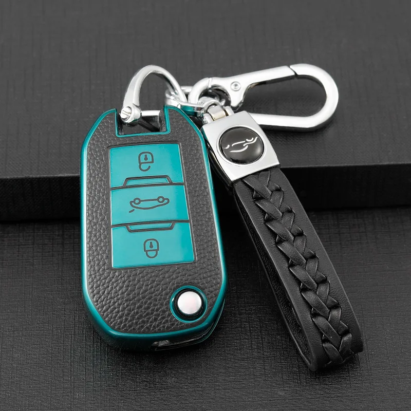 TPU Leather Shell For Peugeot 208 2008 308 3008 408 508 107 301 Citroen C4 CACTUS C5 DS4 DS5 Car Key Cover Case Holder Fob