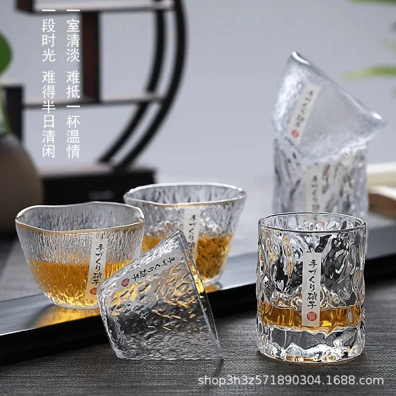 Hand-made Japanese hammered foreign wine glass whiskey glass home creative beer glass crystal cup