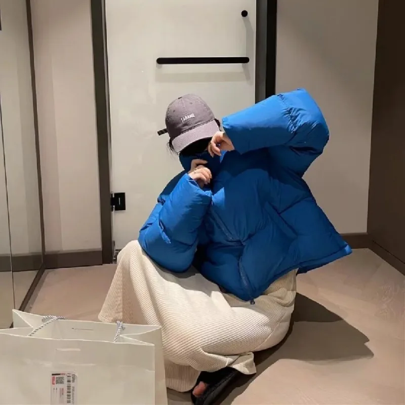 Новая зимняя хлопковая одежда Женская Корейская версия однотонная короткая теплая Повседневная универсальная хлопковая одежда куртка для хлеба