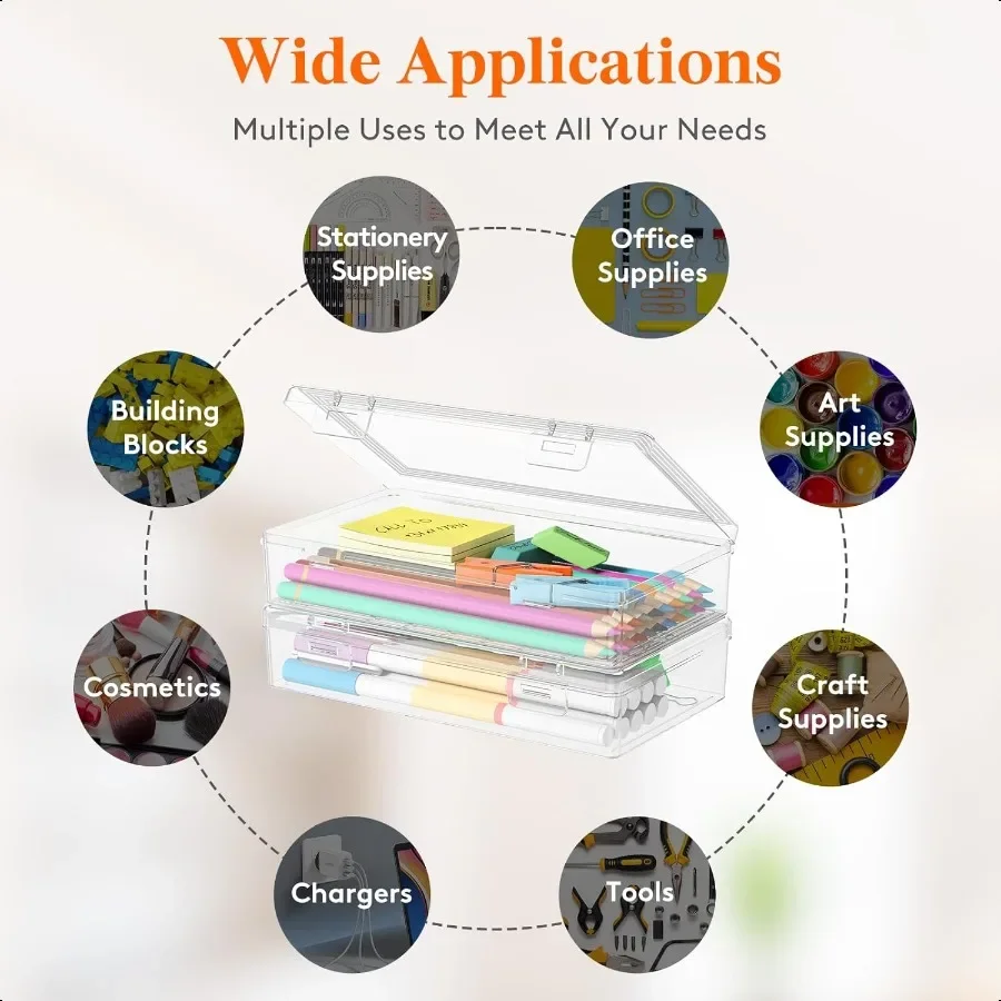 กล่องดินสอนิ่มพลาสติกแบบมีฝาปิดแน่น ขนาดใหญ่ จุดินสอได้เยอะ กล่องใส่เครื่องเขียนสำหรับงานศิลปะ ออฟฟิศ แพ็ค 2 ชิ้น