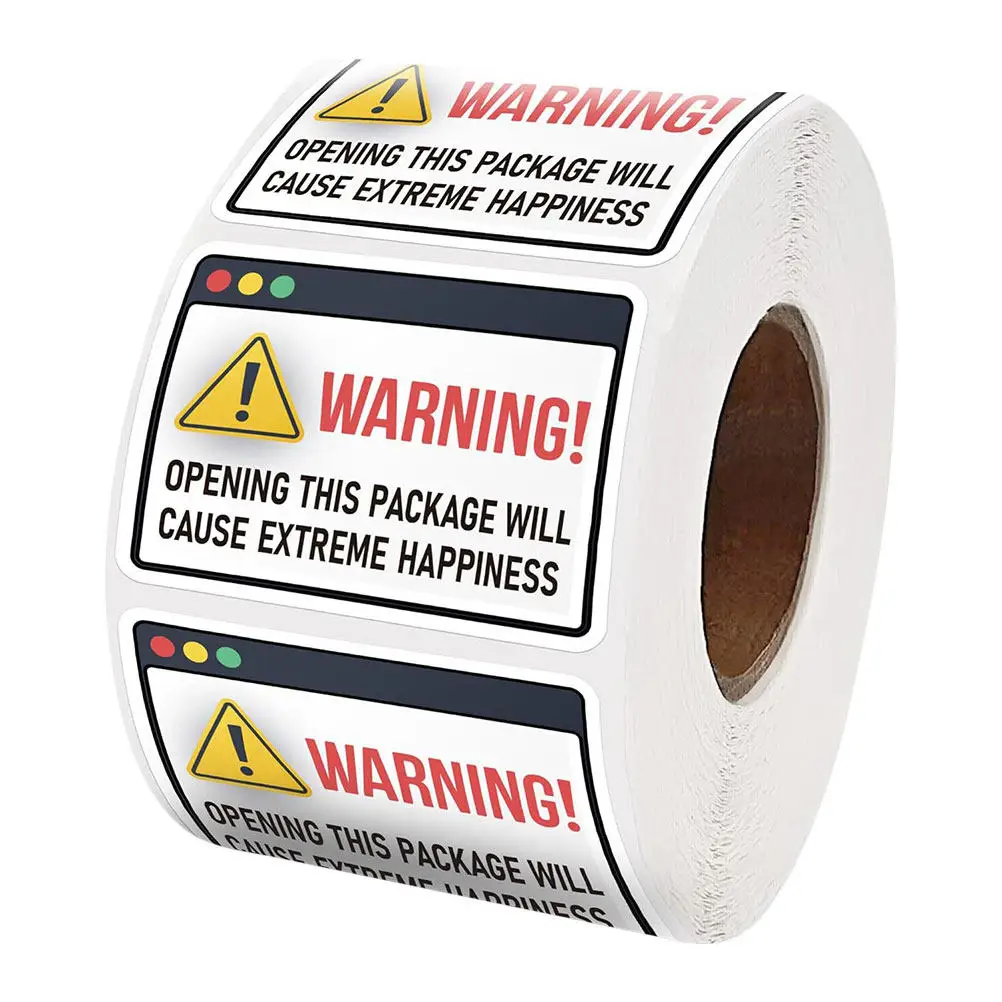 

1 Roll Decorative Warning Stickers Extreme Happiness Theme for Gift Sealing Packaging Boxes Envelopes DIY Business Labels