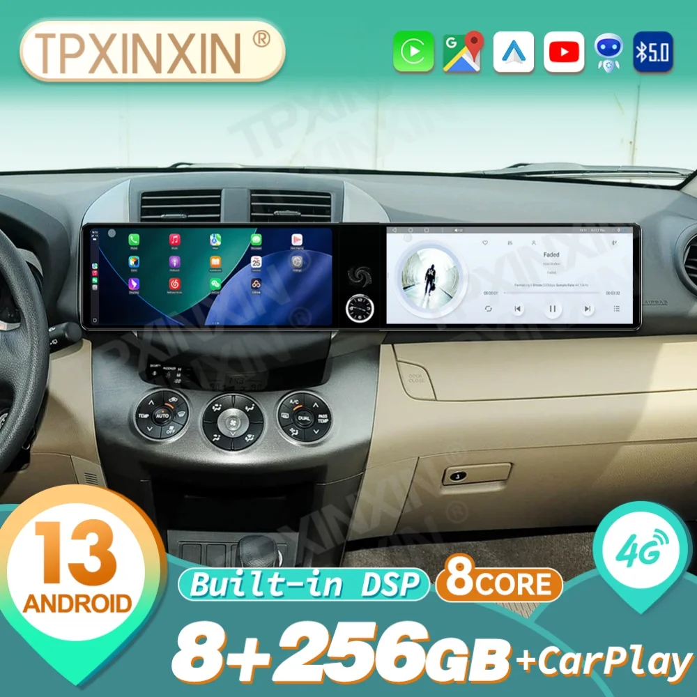 

Qualcomm 12.3" Dual Screen Android Carplay Car Radio 2011~2014 For Mercedes-Benz C Navigatio GPS Car Multimedia Player Head Unit