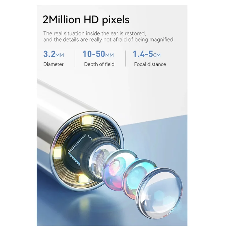 

AA21-Visual Ear Otoscope 1.38 Inch IPS Wireless Endoscope 1080P HD Camera Ear Wax Clean Take Picture Video Ear Inspection