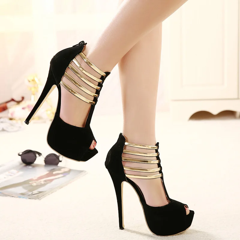 High heels 2026 summer hollow out European and American sandals waterproof platform slim heel fish mouth single shoe - view 2