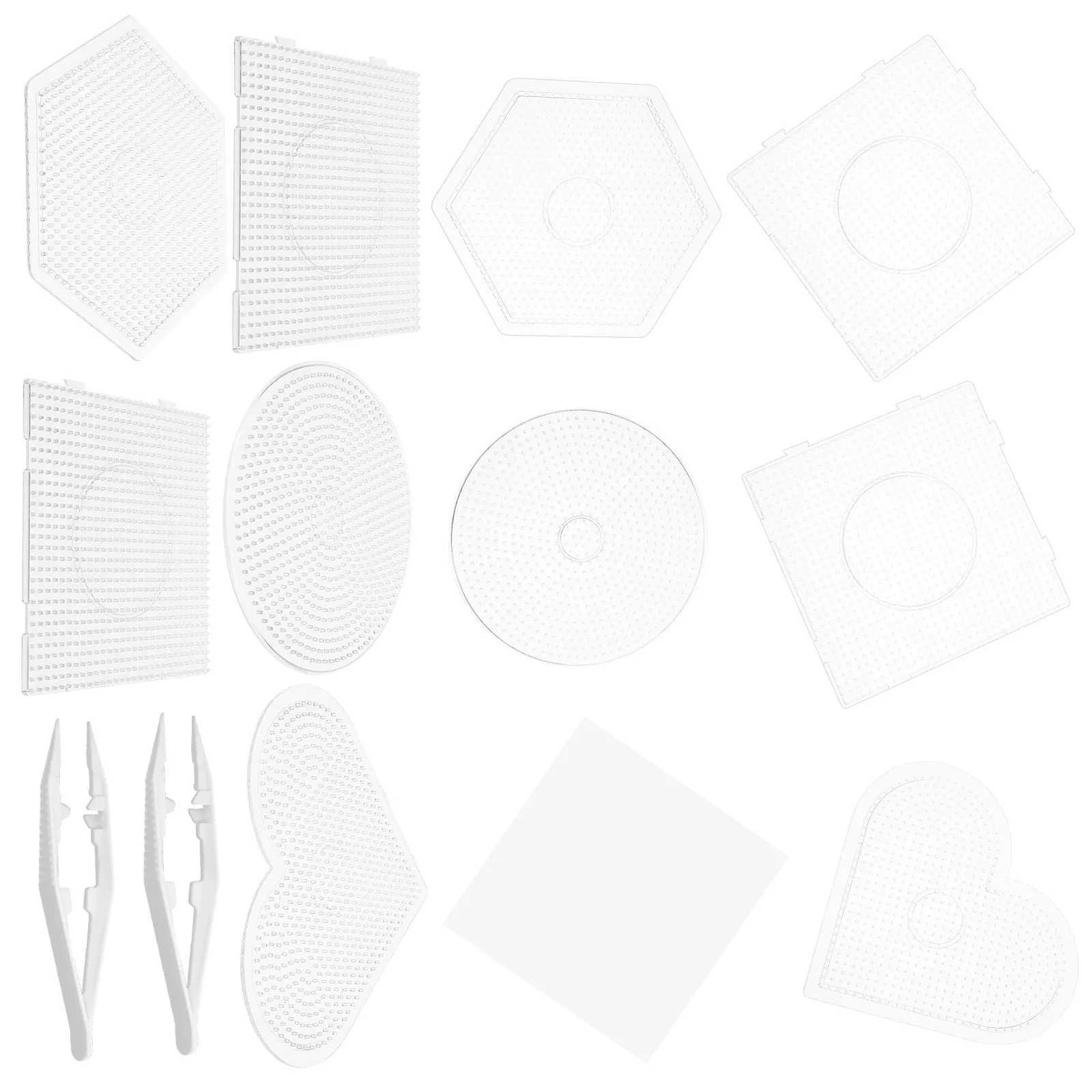 

1Set Fuse Beads Boards Clear Plastic Pegboards Large Assortment Interlocking Shape DIY Craft Bead Pegboard Suitable for 5Mm