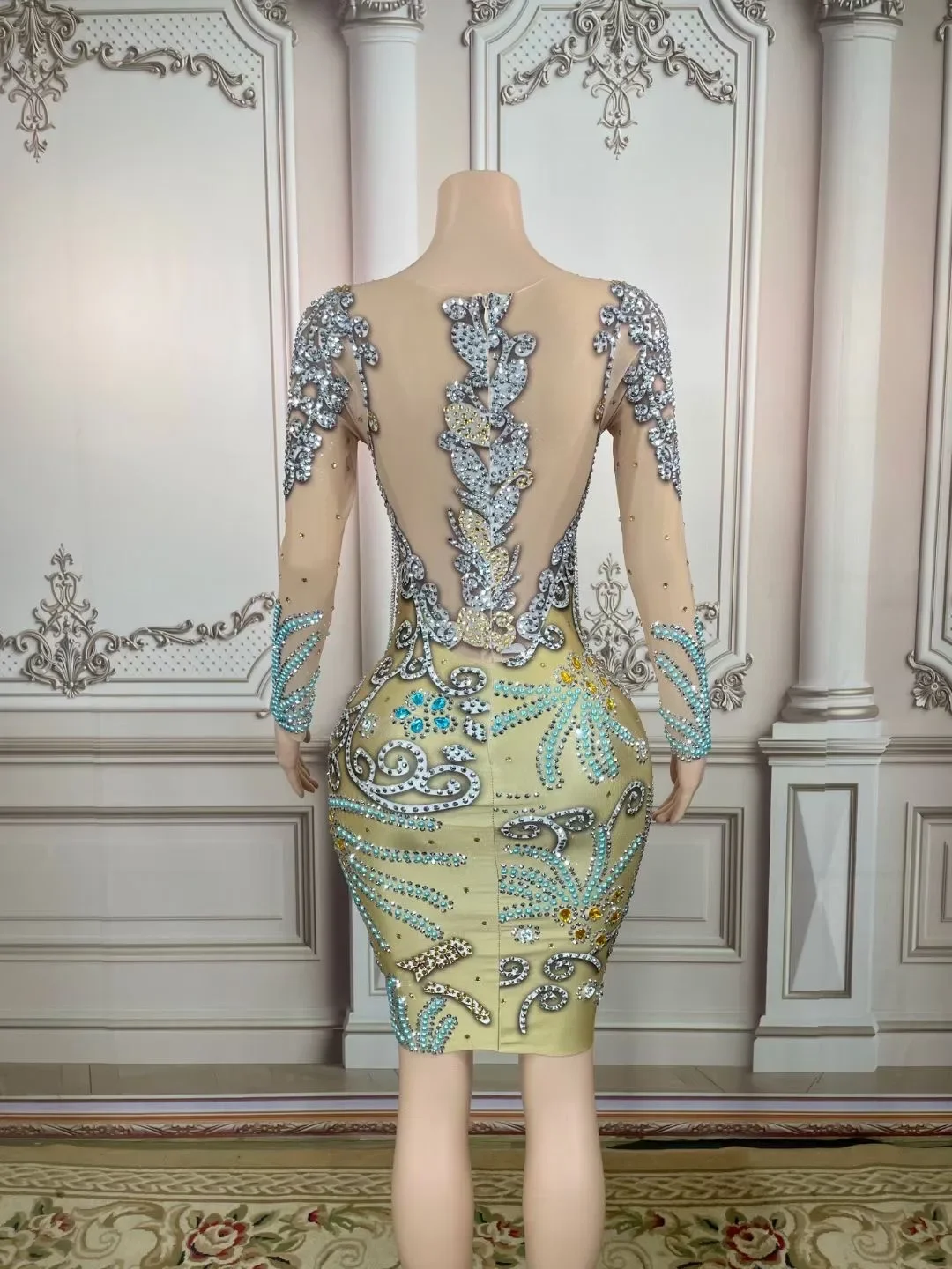 Women Shining Rhinestones Tassel Sexy Sheath Dress For Party Prom Celebrity 2026 Singer Stage Concert Costumes