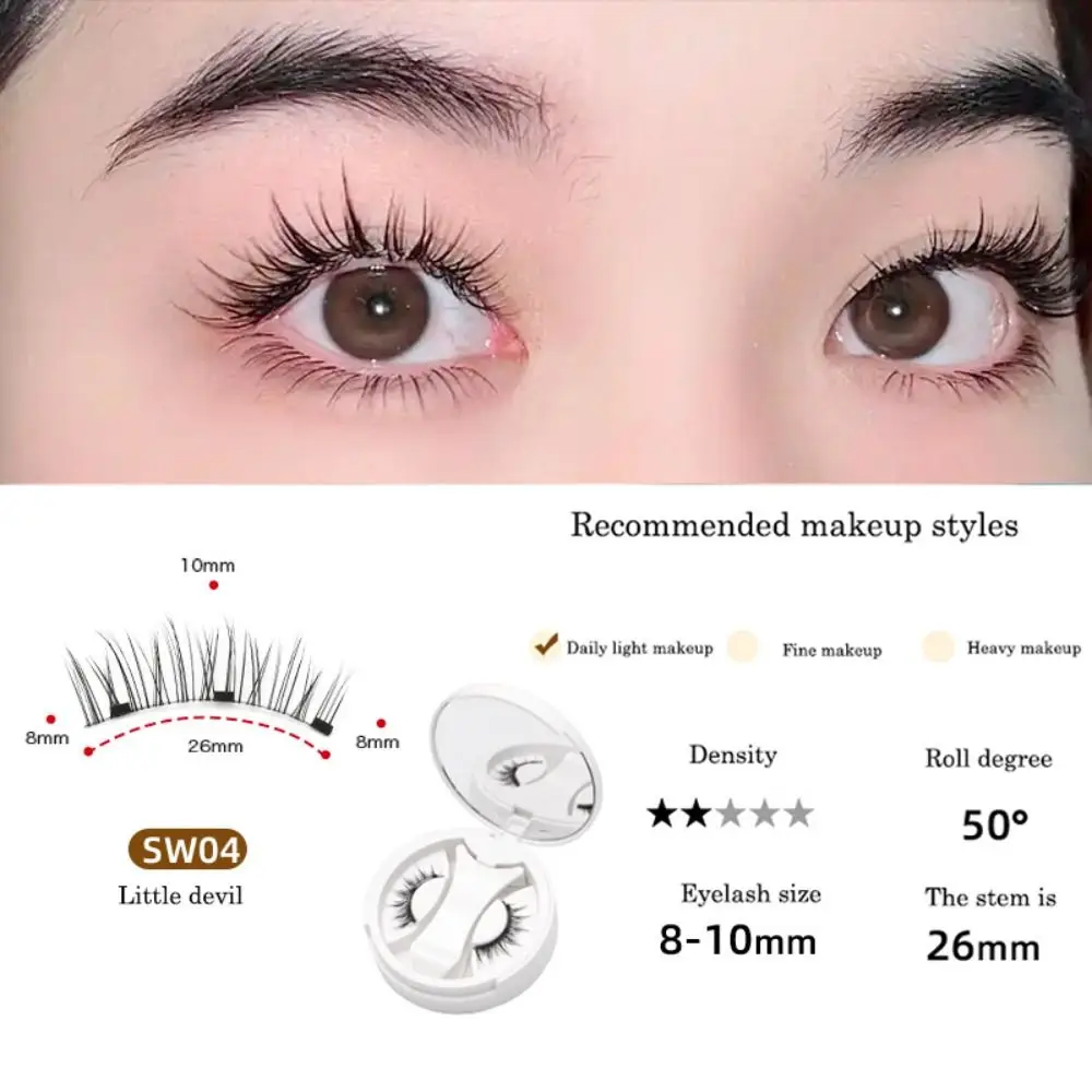 Cat Eye Magnetic False Eyelashes Long Lasting with Mirror Glue Free False Eyelashes Reusable Makeup Magnetic Eyelashes with Clip