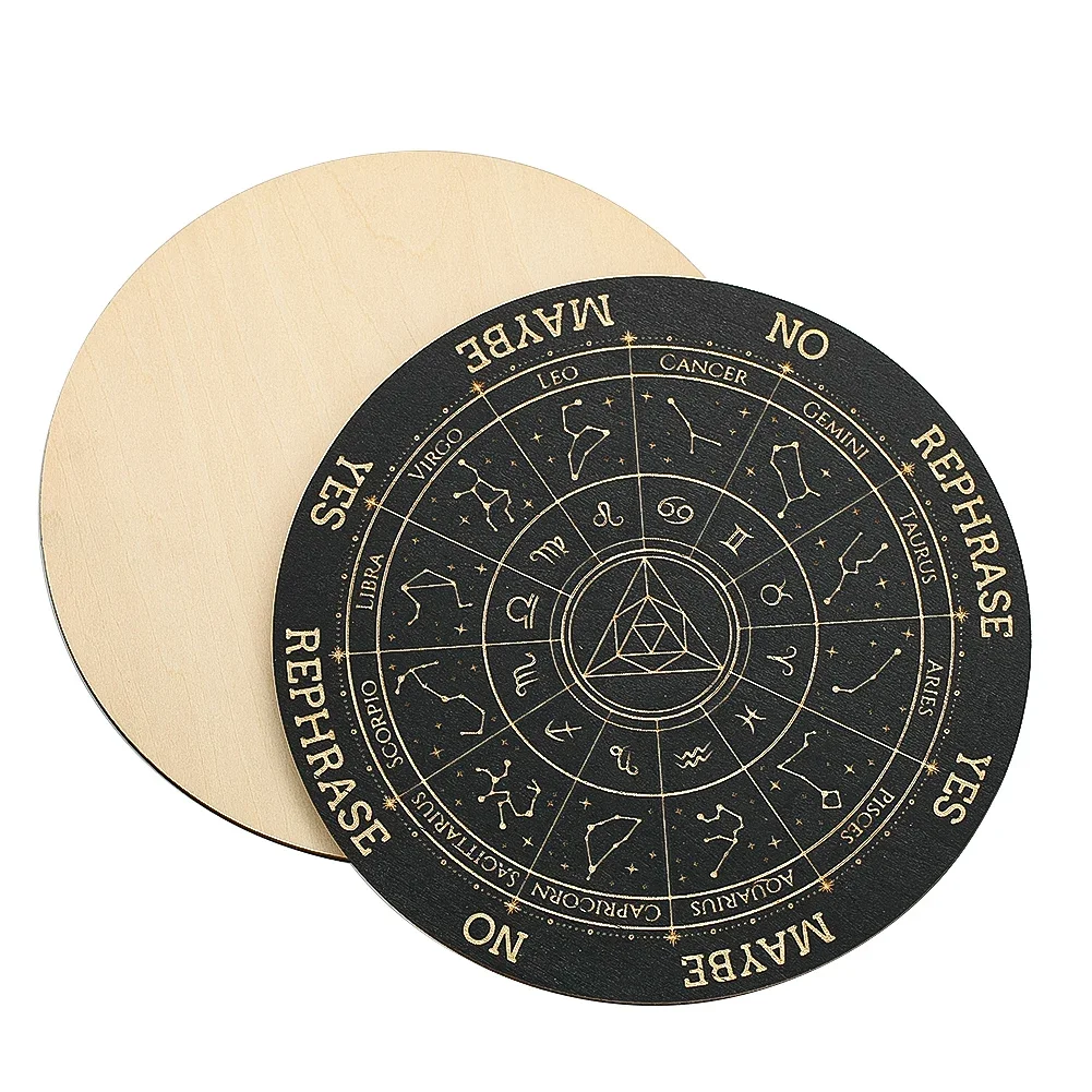 Mystic Divination Pendulum Board Wooden Oracle Dowsing Circle Astrology Symbol Tarot Decision Making Ritual Spiritual Home Decor