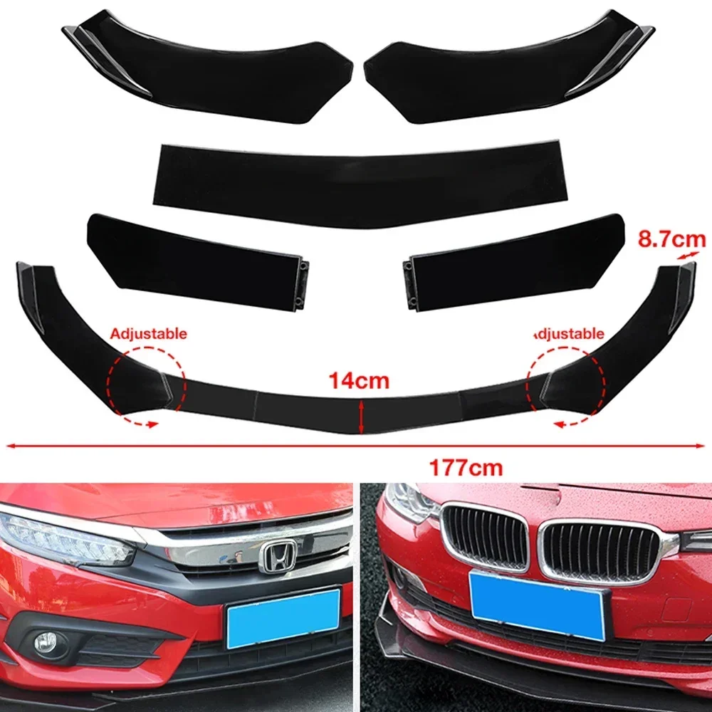 5/4PCS Adjustable High Quality ABS Plastic Front Bumper Separator Body Duck Lip Splitter Universal for BMW Benz Honda Volkswagen