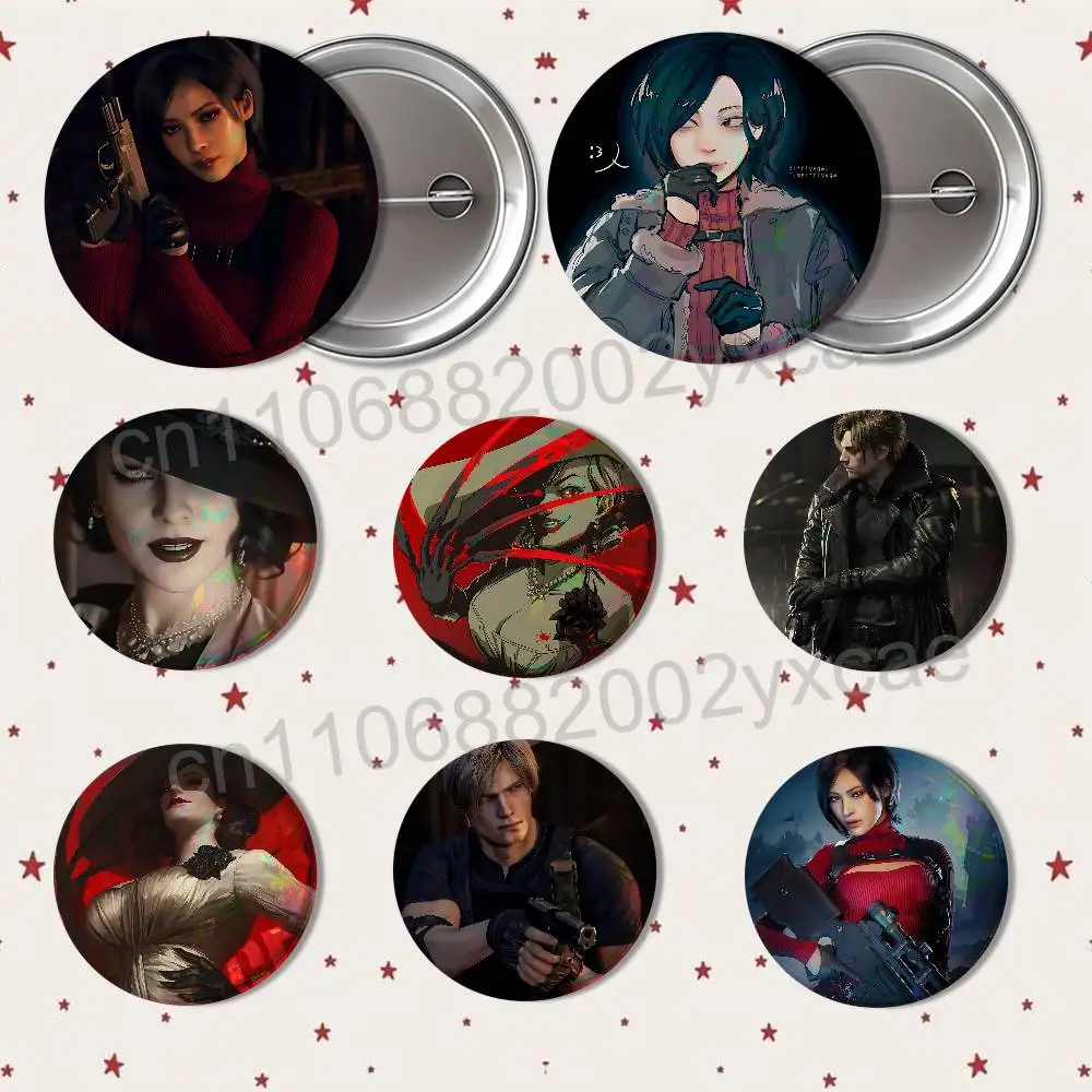 Dimitrescu Ada Wong Resident Evil 58mm 44mm Round Pins Creativity Printed Pictures Text Metal Lapel Badges Brooches Jewelry