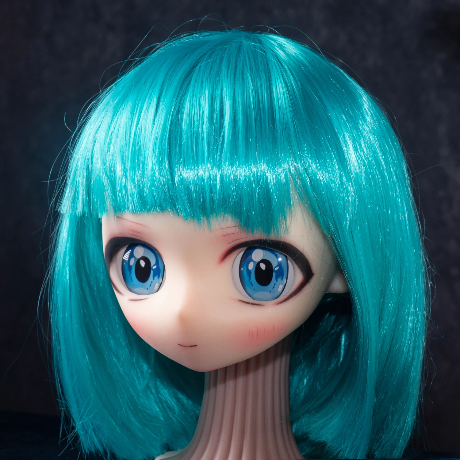New doll head,navy blue hair,TPE material,soft texture,tabletop decoration,gift for friends,anime doll head model,male adult toy