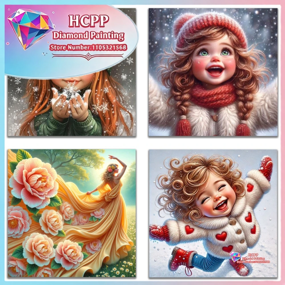 Diamant-Malset für Mädchen, Wintermotiv, quadratische und runde Diamanten, 5D-DIY-Mosaik, handgemachte Kunst, einzigartiges und exquisites Geschenk, Kunsthandwerk, Heimdekoration