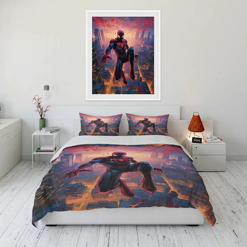 Disney Spider-Man Avengers Bedding Set Kid Single Double King Size Flat Sheet Duvet Cover Pillowcase Bed Linens Bedclothes Kpop