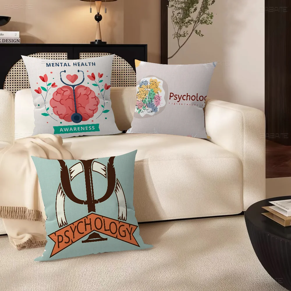 Psychologist Profession Psychology Pillow Covers Cartoon Sofa Decorative Home Double-sided Printing Short Plush Cushion Cover