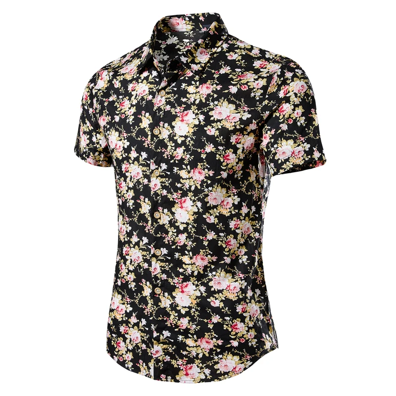 

New Men's Casual Multi-color Printed Shirt, Short Sleeve Cotton Shirt, M-5XL Size