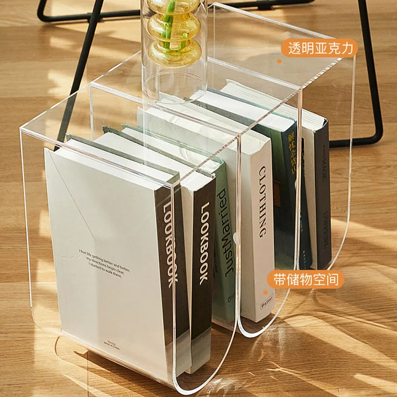 Nordic Transparent Bookshelf Desktop Small Simple Desk Storage Shelf Net Celebrity Ins Acrylic Creative Bookcase