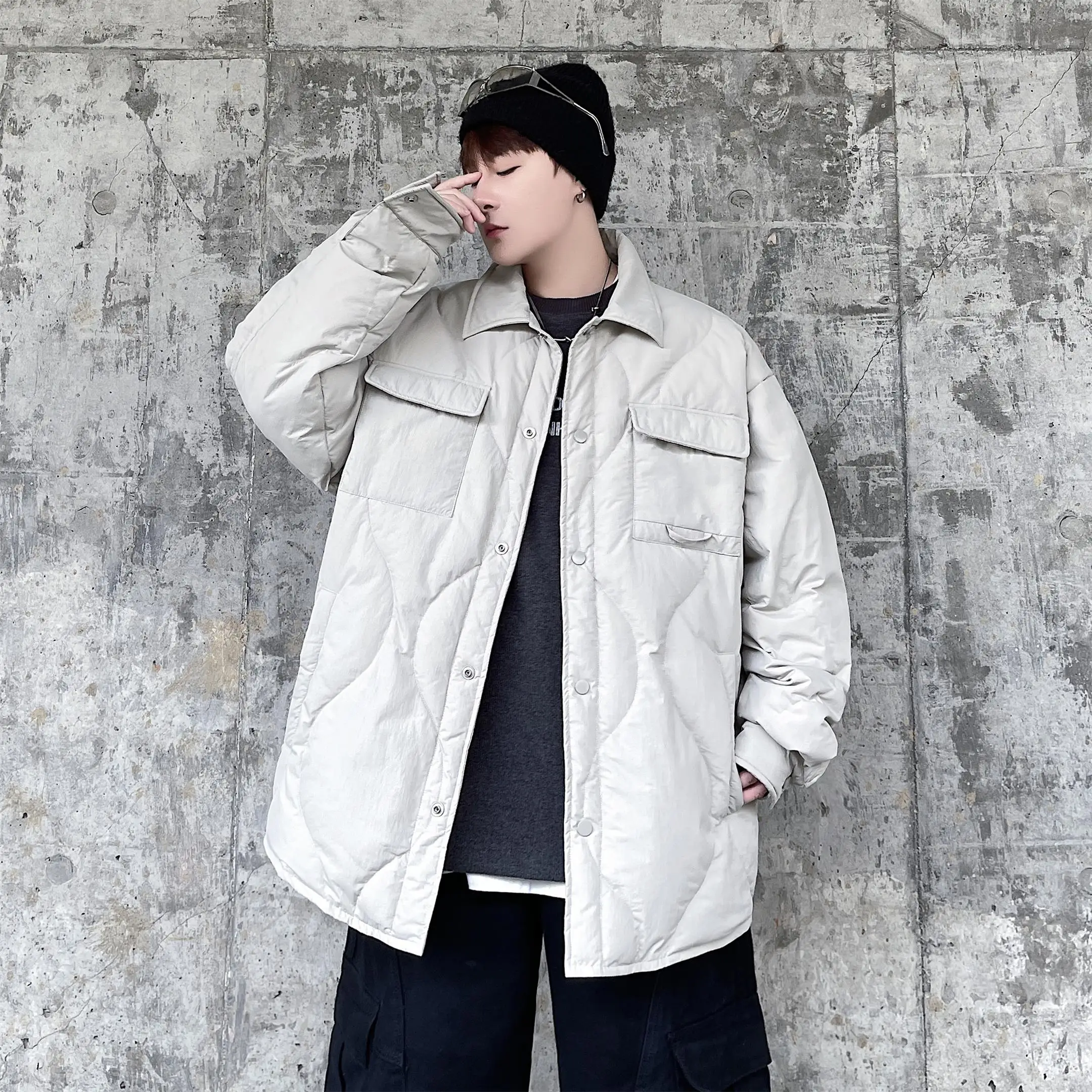 

Trendy plus Size American Sle Men's irt Thin down Jaet Collar 90 White Du Feather Light Weight Padded Coat for Winter